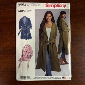 Simplicity Easy-to-Sew Pattern 8554 for Misses' Unlined Coat or Jacket